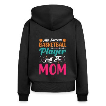Basketball Mama Sohn Basketballspieler - Frauen Premium Bio Zip Hoodie - Schwarz - Hinten - Julia (174cm)