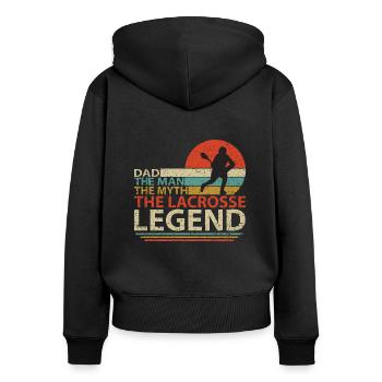 Lacrosse Father Game Sport Papa Racket Player - Women's Premium Organic Zip Hoodie - black - Back - Julia (174cm)