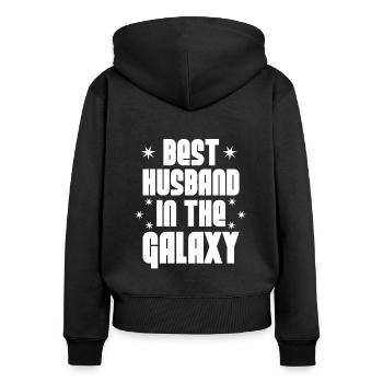 Ehefrau lustige Sprüche Spruch Sarkasmus Ehemann - Frauen Premium Bio Zip Hoodie - Schwarz - Hinten - Julia (174cm)