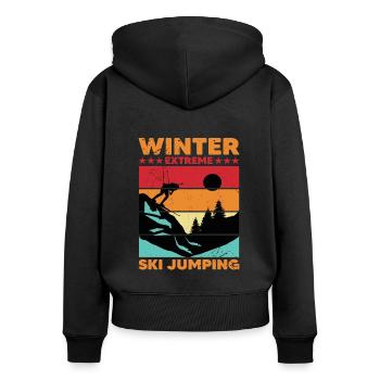 Skispringer Skispringen Wintersport Extremsport - Frauen Premium Bio Zip Hoodie - Schwarz - Hinten - Julia (174cm)