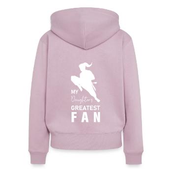 Taekwondo Girl - Fille du père Taekwondo - Sweat à capuche zippé Premium bio Femme - rose poudré - Dos - Julia (174cm)