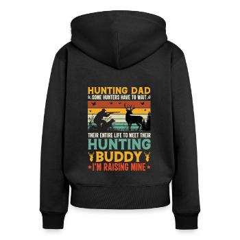 Jäger Papa Sohn Vater Jagd Jagen - Frauen Premium Bio Zip Hoodie - Schwarz - Hinten - Julia (174cm)