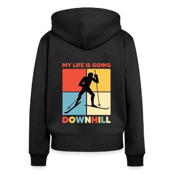 Skispringer Skispringen Wintersport Extremsport - Frauen Premium Bio Zip Hoodie - Schwarz - Hinten - Julia (174cm)
