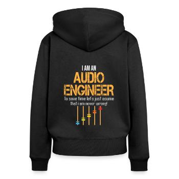 Audio Engineer Toningenieur Ton Tontechniker Mixer - Frauen Premium Bio Zip Hoodie - Schwarz - Hinten - Julia (174cm)
