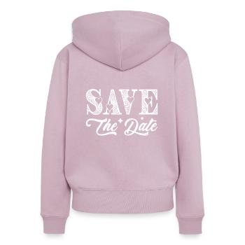 Save the date - Women's Premium Organic Zip Hoodie - dusky pink - Back - Julia (174cm)