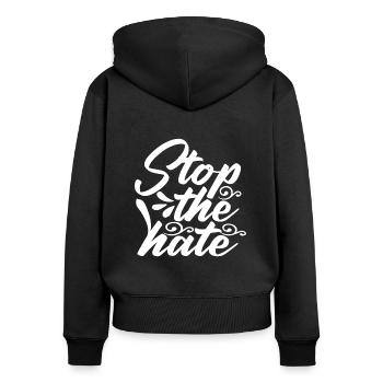 Nationalität Mensch Gegen Rassismus Menschenrechte - Frauen Premium Bio Zip Hoodie - Schwarz - Hinten - Julia (174cm)