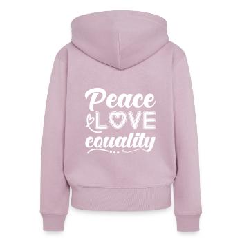 Paix Paix Amour Paix Mondiale Paix - Sweat à capuche zippé Premium bio Femme - rose poudré - Dos - Julia (174cm)