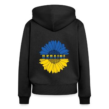 Ukraine Peace Flag No War - Women's Premium Organic Zip Hoodie - black - Back - Julia (174cm)
