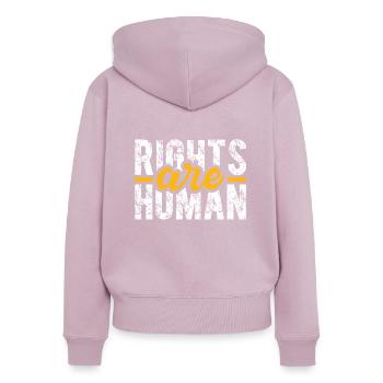 Menschenrechte Politik Freiheit Demonstrieren - Frauen Premium Bio Zip Hoodie - Altrosa - Hinten - Julia (174cm)