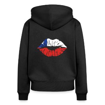 Chile Flagge Südamerika Chilenische Fahne Vintage - Frauen Premium Bio Zip Hoodie - Schwarz - Hinten - Julia (174cm)