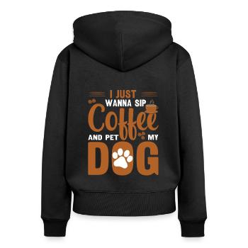 Coffee Dog Machine Puppy Cup Beans - Sweat à capuche zippé Premium bio Femme - noir - Dos - Julia (174cm)