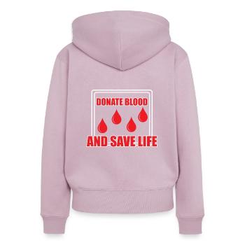 Don de sang Dons de sang Donneurs de sang - Sweat à capuche zippé Premium bio Femme - rose poudré - Dos - Julia (174cm)