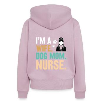Femme propriétaire de chien infirmière médecine - Sweat à capuche zippé Premium bio Femme - rose poudré - Dos - Julia (174cm)
