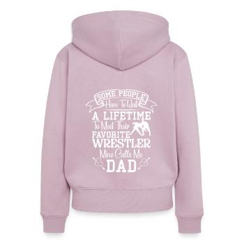 Lutte Lutte Lutteur Cadeau Fils - Sweat à capuche zippé Premium bio Femme - rose poudré - Dos - Julia (174cm)