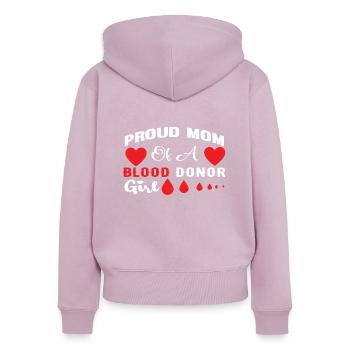 Don de sang Don de sang Donneur de sang Maman fille - Sweat à capuche zippé Premium bio Femme - rose poudré - Dos - Julia (174cm)