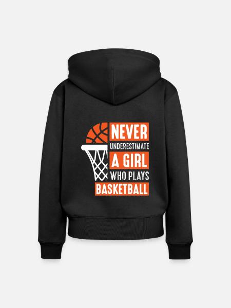 Basketball Mädchen Streetball - Frauen Premium Bio Zip Hoodie - Schwarz
