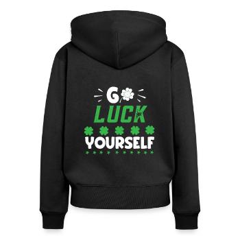 St. Patricks Day - Frauen Premium Bio Zip Hoodie - Schwarz - Hinten - Julia (174cm)