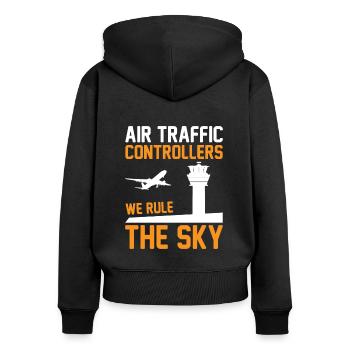 Air traffic controller Tower controller Flight attendants - Women's Premium Organic Zip Hoodie - black - Back - Julia (174cm)