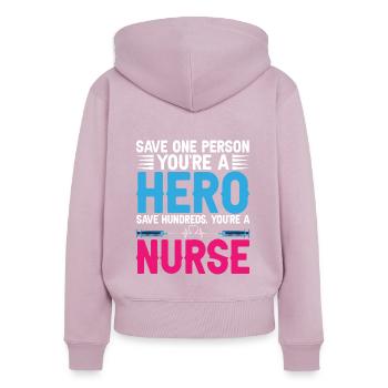 Rettungsdienst Notfallsanitäter Krankenschwester - Frauen Premium Bio Zip Hoodie - Altrosa - Hinten - Julia (174cm)