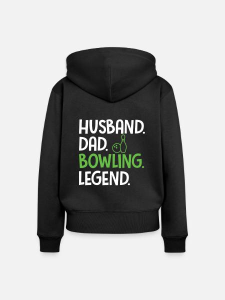 Bowling Vater Papa Cooler - Frauen Premium Bio Zip Hoodie - Schwarz