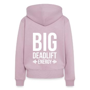 Fitness Muskel Kniebeugen Kreuzheben Deadlift - Frauen Premium Bio Zip Hoodie - Altrosa - Hinten - Julia (174cm)
