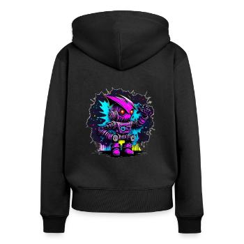 Böser Roboter Serie 009 - Frauen Premium Bio Zip Hoodie - Schwarz - Hinten - Julia (174cm)
