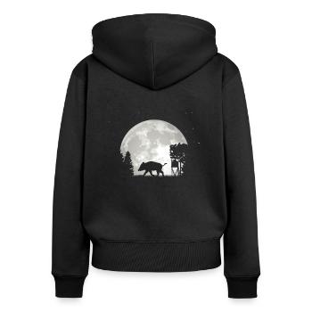 Chasse à la lune de sanglier - Sweat à capuche zippé Premium bio Femme - noir - Dos - Julia (174cm)