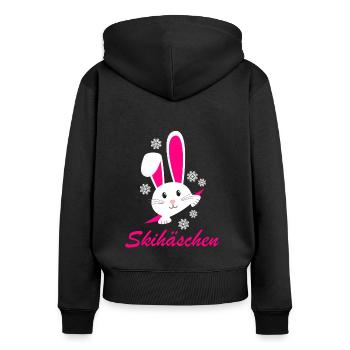 Skihäschen Skihaserl Damen Ski Design - Frauen Premium Bio Zip Hoodie - Schwarz - Hinten - Julia (174cm)