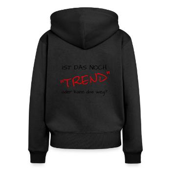 lustiger Spruch Sport - Frauen Premium Bio Zip Hoodie - Schwarz - Hinten - Julia (174cm)