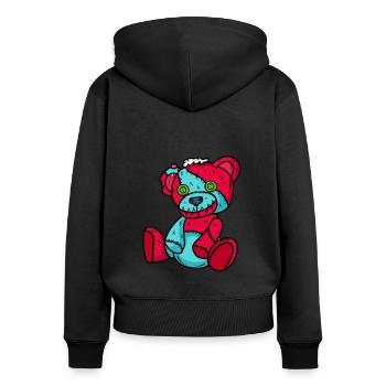 Horreur Teddy Bear Halloween - Sweat à capuche zippé Premium bio Femme - noir - Dos - Julia (174cm)