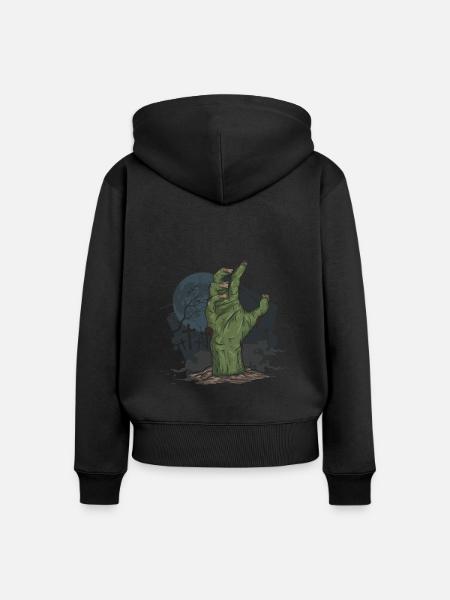 Halloween Zombie Hand Friedhof - Frauen Premium Bio Zip Hoodie - Schwarz