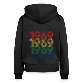 1969 Vintage 55e anniversaire hommes femmes 55 ans - Sweat à capuche zippé Premium bio Femme - noir - Dos - Julia (174cm)