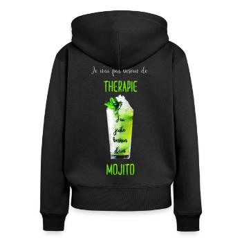 Thérapie mojito besoin unique - Sweat à capuche zippé Premium bio Femme - noir - Dos - Julia (174cm)
