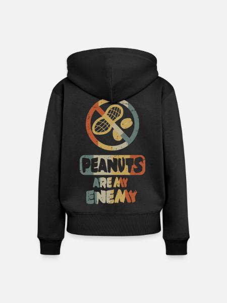 Erdnüsse sind meine Feinde - Frauen Premium Bio Zip Hoodie - Schwarz
