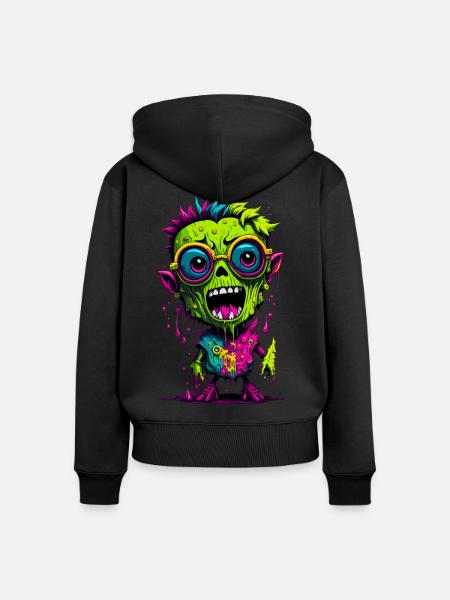 Bunter cooler Zombie - Frauen Premium Bio Zip Hoodie - Schwarz