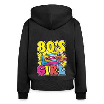 80 Girl 80s soirée à thème - Sweat à capuche zippé Premium bio Femme - noir - Dos - Julia (174cm)
