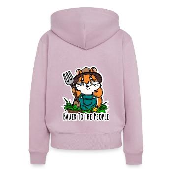 Hamster Farmer - Bauer To The People Landwirt - Women's Premium Organic Zip Hoodie - dusky pink - Back - Julia (174cm)