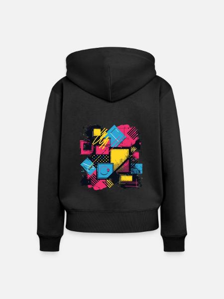 RetroSquare - Verpixelte Abstraktion - Frauen Premium Bio Zip Hoodie - Schwarz
