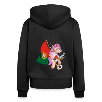 Portugiesen Party Einhorn - Frauen Premium Bio Zip Hoodie - Schwarz - Hinten - Julia (174cm)