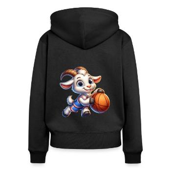 Cute Goat Playing Basketball - Women's Premium Organic Zip Hoodie - black - Back - Julia (174cm)