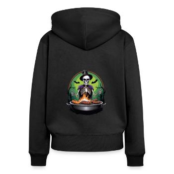 Halloween Grilling Grill Master Gift Skeleton - Women's Premium Organic Zip Hoodie - black - Back - Julia (174cm)
