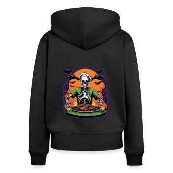 Halloween grillades grillades Master cadeau squelette - Sweat à capuche zippé Premium bio Femme - noir - Dos - Julia (174cm)