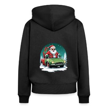 Père Noël Noël Cadeaux Voiture de Noël - Sweat à capuche zippé Premium bio Femme - noir - Dos - Julia (174cm)
