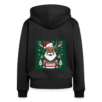 Rudolph Xmas Geschenke Weihnachten - Frauen Premium Bio Zip Hoodie - Schwarz - Hinten - Julia (174cm)