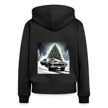 Voiture muscle car Noël cadeaux de Noël - Sweat à capuche zippé Premium bio Femme - noir - Dos - Julia (174cm)