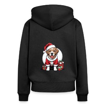 Père Noël chien Père Noël Cadeau chien - Sweat à capuche zippé Premium bio Femme - noir - Dos - Julia (174cm)