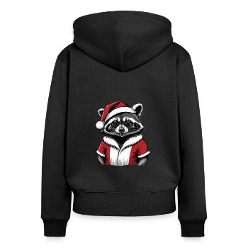 Cadeau de Noël du Père Noël raton laveur - Sweat à capuche zippé Premium bio Femme - noir - Dos - Julia (174cm)