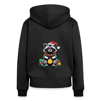 Cadeau de Noël du Père Noël raton laveur - Sweat à capuche zippé Premium bio Femme - noir - Dos - Julia (174cm)