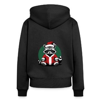 Cadeau de Noël du Père Noël raton laveur - Sweat à capuche zippé Premium bio Femme - noir - Dos - Julia (174cm)