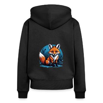 Fox Fox Flowers Cute Gift Animal Love for Women - Women's Premium Organic Zip Hoodie - black - Back - Julia (174cm)